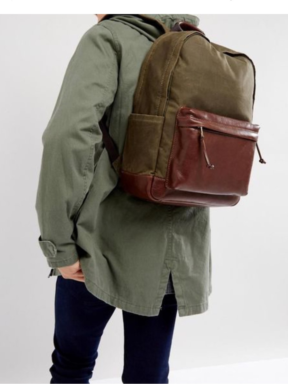 Fossil Canvas & Leather Backpack - Olive Green/Brown